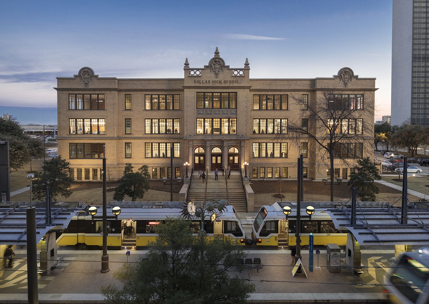 Old Dallas High School and DART Rail